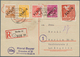 Berlin: 1948, Schwarzaufdruck 2 Pfg. Bis 5 Mark, Kompletter Satz Auf Vier Philatelistischen Orts-R-K - Used Stamps