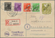 Delcampe - Berlin: 1948, Schwarzaufdruck 2 Pfg. Bis 5 Mark, Kompletter Satz Auf Vier Philatelistischen Orts-R-K - Used Stamps