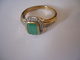 Vergoldeter Silberring Mit Grünem Smaragd Und Weissen Saphiren (655) Preis Reduziert - Ringe