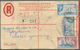 Barbados: 1958/1960, Group Of Four Uprated Registered Stationery Envelopes 8c. Blue, Sent To Pforzhe - Barbados (1966-...)