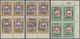 Jemen: 1948, Handstamps, Mainly Mint Collection Of 23 Marginal Blocks Of Four, Mainly From The Corne - Yémen