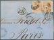 Spanien: 1860/1869, Group With 7 Franked Covers To France, Comprising Single Frankings 12 Cs Carmine - Gebruikt