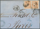 Spanien: 1860/1869, Group With 7 Franked Covers To France, Comprising Single Frankings 12 Cs Carmine - Usados