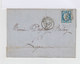 Sur Lettre Cérès 25 C. Bleu Type 2, Oblitération Losange. CAD Montélimar 1874. Avec Courrier. (691) - 1849-1876: Période Classique