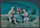 1969 USA L'UOMO SULLA LUNA APOLLO 11  MAN ON THE MOON 2 Cartoline Lenticolari 3D Cape Canaveral Viaggiate New York - USA