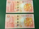 MACAO  New  Commemorative Set 2 X 10 Patacas  Year Of The  Dog Issue   1.1.2018 - Macao