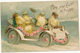 FANTASY - May Your Easter Be Happy - Chicks With Hats, Fancy Car, Unsigned Clapsaddle ?, By International Art Publ. Co. - Pâques