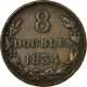 Monnaie, Guernsey, 8 Doubles, 1834, TB+, Cuivre, KM:3 - Guernesey