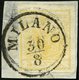 LOMBARDEI UND VENETIEN 1Xa BrfStk, 1850, 5 C. Ockergelb, Handpapier, K1 MILANO, Fotobefund Dr. Ferchenbauer - Used Stamps