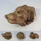 SCULPTURE TETE DE CHIEN EN CHENE + Animal Sculpteur Statue Art Populaire - Bois