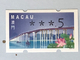 MACAU ATM LABELS, LOTUS FLOWER BRIDGE + ENERGY SAVING ISSUE - 3 STAR - Automatenmarken