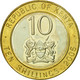 Monnaie, Kenya, 10 Shillings, 2005, British Royal Mint, TTB, Bi-Metallic - Kenya
