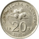 Monnaie, Malaysie, 20 Sen, 1992, TTB, Copper-nickel, KM:52 - Malaysie