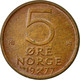 Monnaie, Norvège, Olav V, 5 Öre, 1977, TTB, Bronze, KM:415 - Norvège