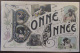 Flamme Daguin 1er Type Sur Carte Postale Fantaisie (bonne Année) - Circulée Le 1er Janvier 1906 - Nantes - Oblitérations Mécaniques (flammes)