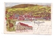 0-5909 WUTHA - FARNRODA, Lithographie, Restaurant Rehberg, Ortsansicht, Bahnpost Ruhla-Wutha - Bad Salzungen