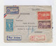 Enveloppe Recommandée Vénèzuela Par Avion. Via Natal. Trois Timbres 1938 Courrier Aérien. Un Timbre Bolivar 37,5 C. (732 - Venezuela