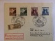 BOHMEN & MORAVIA 1941 Postcard Prague Registered To Aschaffenburg With Technical Exhibition Handstamps + Victory Cachet - Covers & Documents