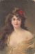 CPA SIGNED ILLUSTRATION, ASTI- YOUNG WOMAN WITH RED FLOWER IN HER HAIR - Asti