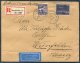 1938 Sweden Registered Stockholm 50 Ore Luftpost Airmail Cover - Weinfelden Switzerland. - Covers & Documents