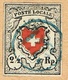 1850 TIMBRE OBLITERE CROIX ENCADREE . ATTESTATION D'EXPERTISE (RENGGLI ) C/.S.B.K. Nr:14I Type 37. MICHEL Nr:6Ia. - 1843-1852 Kantonalmarken Und Bundesmarken