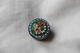 Boite à Pilules Ancienne Ronde En Micro-mosaique De Venise Italie Millefiori Vert Motif Fleurs - Boîtes/Coffrets