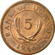 Monnaie, Uganda, 5 Cents, 1966, TTB, Bronze, KM:1 - Uganda