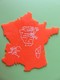 Carte De France En Plastique Orange Avec Départements Et Préfectures - Non Trouée - 16 Cm X 16 Cm - Autres & Non Classés
