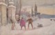 AQ88 Textured Artist Signed Postcard - Children With Rocking Horse And Dog In The Snow - Other & Unclassified