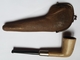 PIPE ANCIENNE AVEC ETUI EN CUIR A FERMOIR METALLIQUE - ESTAMPILLE BONNAUD MARSEILLE - 12 CM - Pipes En Terre Et Porcelaine