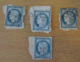 4 Timbres 20c Bleu Cérès YT N°60B (type II) - Oblitérés Sur Fragments (étoile) - 1871-1875 Cérès