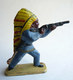 Figurine CYRNOS INDIEN IND I 1 TIREUR FUSIL DEBOUT 2 Bleu Coiffe Jaune 60's Pas Starlux Clairet - Militaires