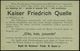 HANNOVER/ *1cc 1900 (11.9.) 1K-Gitter Auf Orts-P 2 Pf. "Reichspost", Grau + Rs. Zudruck: Kaiser Friedrich Quelle.. "Cito - Autres & Non Classés