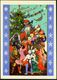 UdSSR 1958 25 Kop. BiP Bergmann , Grün: Frohe Festtage! = Weihnachtsmann, Märchenfiguren, Hasenpaar, Mond, Christbaum, E - Noël