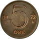 Monnaie, Suède, Gustaf VI, 5 Öre, 1972, TTB, Bronze, KM:845 - Svezia