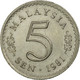 Monnaie, Malaysie, 5 Sen, 1981, Franklin Mint, TTB, Copper-nickel, KM:2 - Malesia