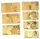 LOT DE 7 BILLETS PLAQUES COULEURS OR .( 5€ .10€ .20€ . 50€ . 100€ . 200€ . 500€ .) - Fictifs & Spécimens