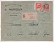 LETTRE BIERE RINCK ( AUROUX ROANNE LOIRE ) RECOMMANDEE, VIGNETTE, TIMBRES PETAIN DE 1943, CACHET D ARRIVEE LYON - Bières