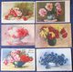 Cpa Lot 6x Litho Illustrateur  Klein Renaud Et Divers Fleurs  Fleur Oeillets Oeillet En Pot Vase - Collezioni E Lotti