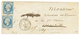 "GUERRE De CRIMEE" : 1855 20c(n°14)x2 TTB Margés Obl. AOG + ARMEE D' ORIENT Bau G Sur Lettre En Double Port Pour La FRAN - Armeestempel (vor 1900)