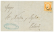 1873 40c SIEGE (n°38) Obl. Cachet Taxe ESPAGNOL "3" Sur Lettre De MARSEILLE Pour VALENCIA (ESPAGNE). Signé CALVES. 1ère  - Schiffspost