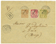 1894 30c(n°24) + 75c(n°27) + 1F(n°28) Obl. CAYENNE Sur Enveloppe RECOMMANDEE Pour La FRANCE. Ces Timbres Sont Rares Sur  - Sonstige & Ohne Zuordnung