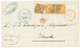 INDES : 1868 AIGLE Paire 10c + 40c Ob. Losange De 81 Points + Grand Cachet BUREAU DE PONDICHERY En Bleu Sur Lettre Pour  - Sonstige & Ohne Zuordnung