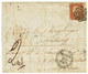 BELGIUM - Incoming Mail : 1843 GREAT BRITAIN 1p Red (touched At Base) + "2" Tax Marking + MORE TO PAY On Entire Letter F - Sonstige & Ohne Zuordnung