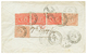 EGYPT : 1875 5 PARA (x2) + 1 PIASTRE(x3) Canc. PORTO-SAID On Reverse Of Envelope Via SUEZ To INDIA. Very Rare Combinatio - Sonstige & Ohne Zuordnung