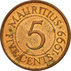 Monnaie, Mauritius, 5 Cents, 1999, TTB, Copper Plated Steel, KM:52 - Mauritius