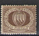 SAN MARINO 1877 STEMMA 30 C.BRUNO CENTRATO * GOMMA ORIGINALE  CERT. DIENA - Ungebraucht