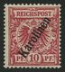 KAROLINEN 3IIc *, 1900, 10 Pf. Dunkelrosa Steiler Aufdruck, Falzrest, Pracht, Fotobefund Jäschke-L., Mi. 260.- - Isole Caroline