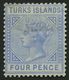 TURKS- UND CAICOS-INSELN 19 *, 1881, 4 P. Hellblau, Falzreste, Pracht, Mi. 120.- - Turks & Caicos