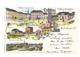 0-6556 TANNA, Lithographie, Restaurant Zum Schützenhaus, Hotel Linderhof, Bahnhof, Markt, Totalansicht - Schleiz